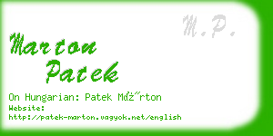 marton patek business card